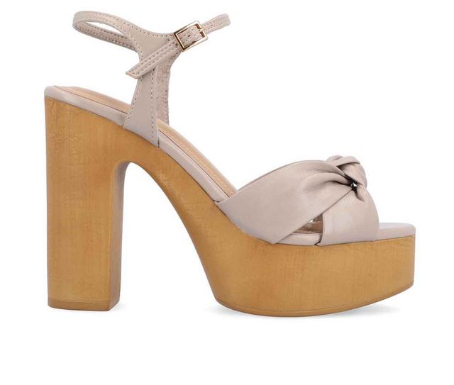 Women's Journee Collection Lorrica Platform Dress Sandals in Taupe color