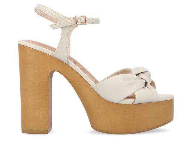 Women's Journee Collection Lorrica Platform Dress Sandals in Beige color