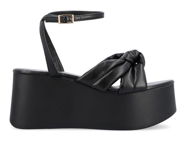 Women's Journee Collection Lailee Platform Wedge Sandals in Black color