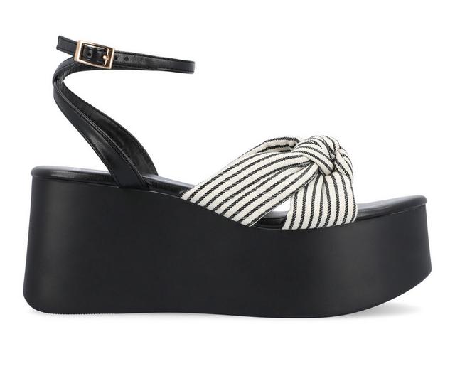 Women's Journee Collection Lailee Platform Wedge Sandals in Black/White color