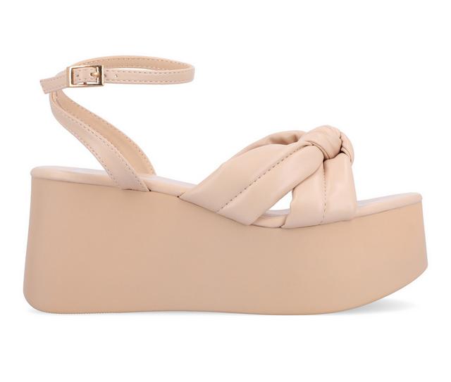 Women's Journee Collection Lailee Platform Wedge Sandals in Nude color