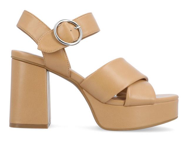 Women's Journee Collection Akeely Platform Dress Sandals in Tan color