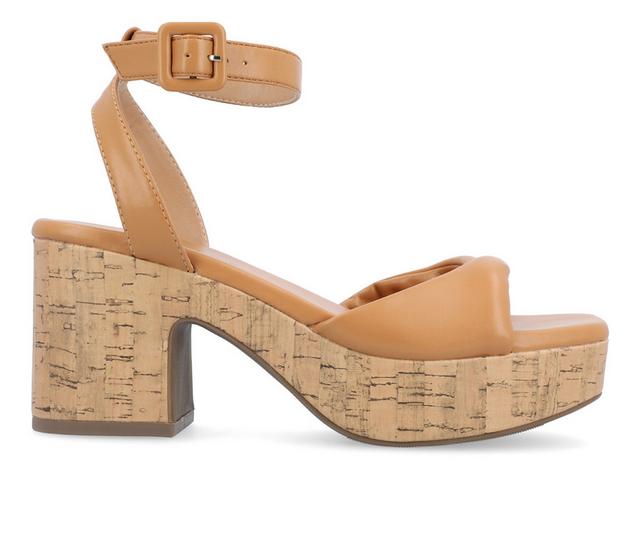 Women's Journee Collection Eianna Dress Sandals in Tan color