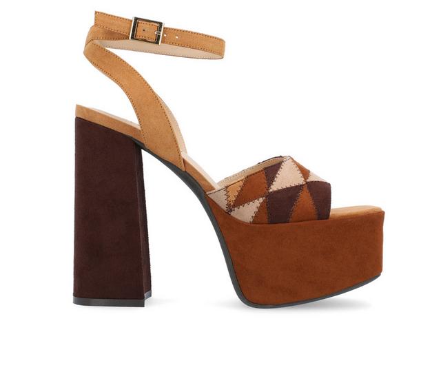 Women's Journee Collection Asherby Platform Dress Sandals in Brown color