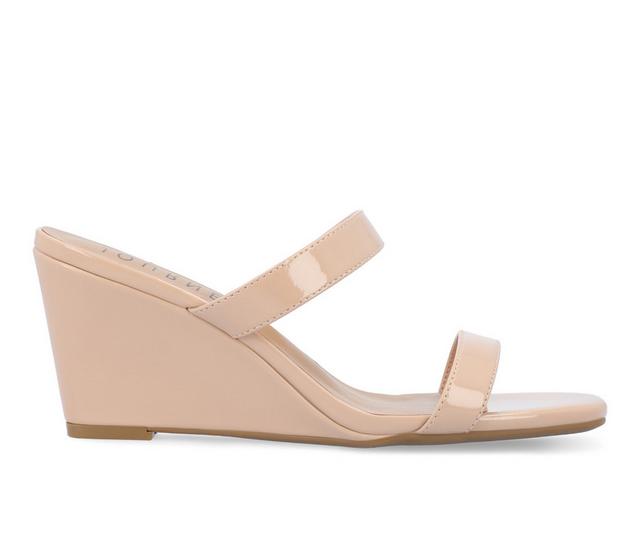 Women's Journee Collection Clover Wedge Sandals in Nude color