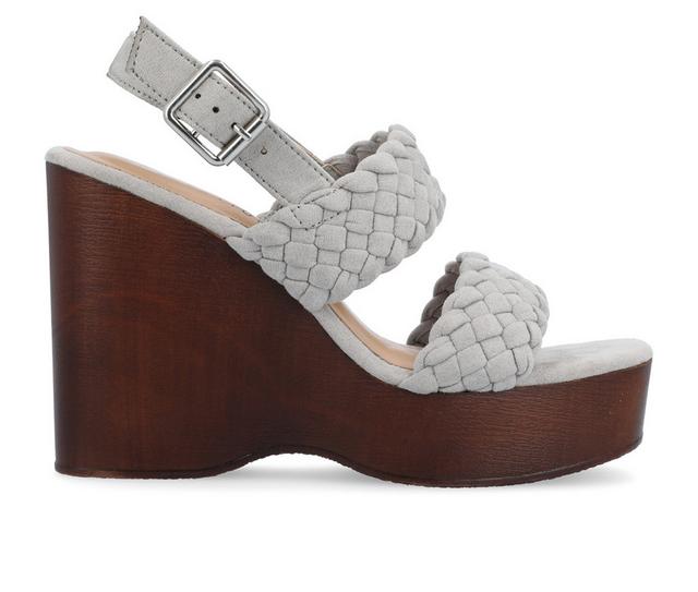 Women's Journee Collection Ayvee Wedge Sandals in Grey color