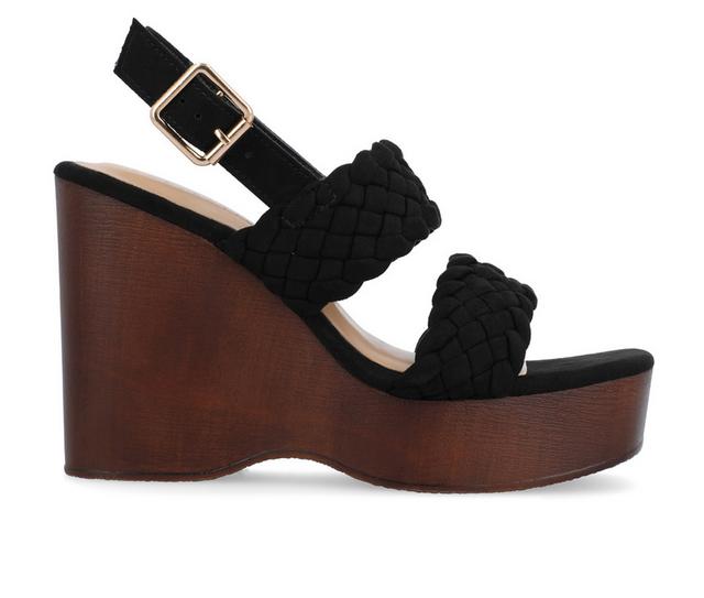 Women's Journee Collection Ayvee Wedge Sandals in Black color