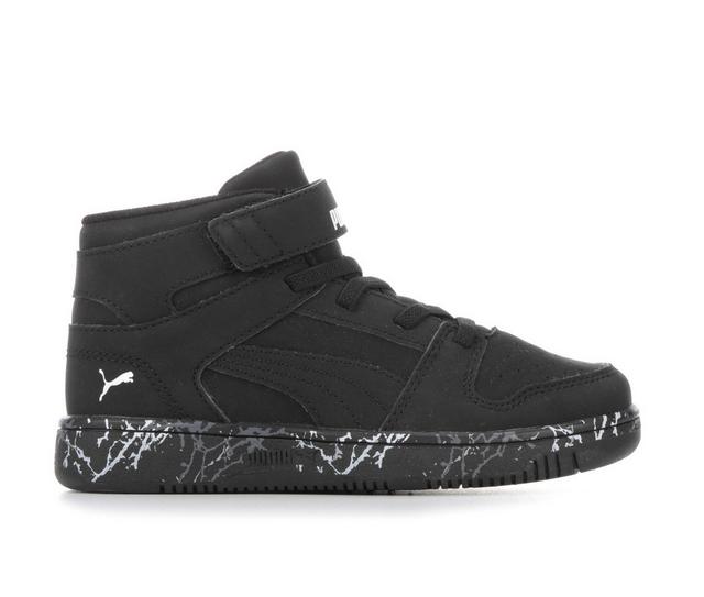 Boys' Puma Little Kid Rebound Layup SL Mountain Sneakers in Blk/Blk/Marble color