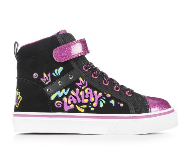 Girls' Nickelodeon Lay Lay Mid Top 2 12-5 Sneakers in Black/Purple color
