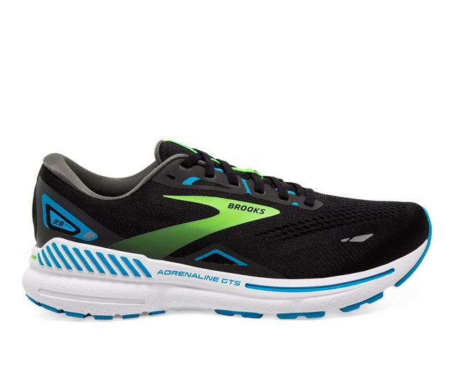 Men's Brooks ADRENALINE GTS 23-MA Running Shoes in BLK/HAWAII/GRN color