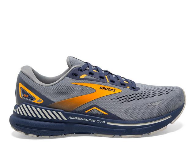 Men's Brooks ADRENALINE GTS 23-MA Running Shoes in Grey/Blu/Org color