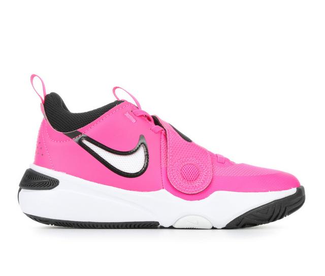 Girls' Nike Big Kid Team Hustle D11 Basketball Shoes in Pink/White/Blk color