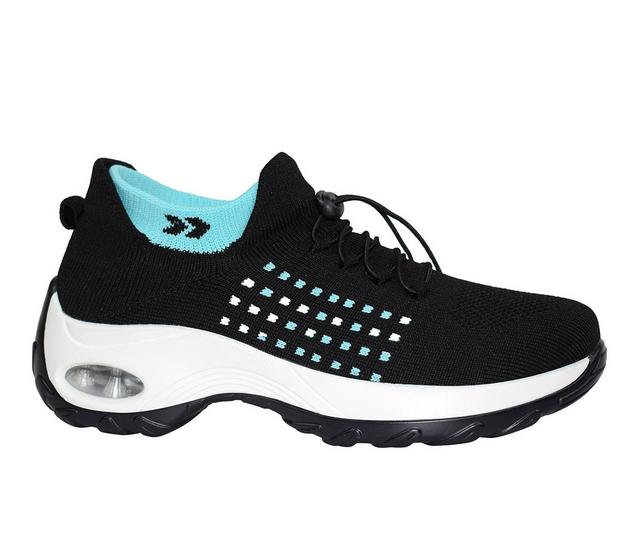 Women's AdTec Comfort Mesh Dots Slip On Sneaker in Black color