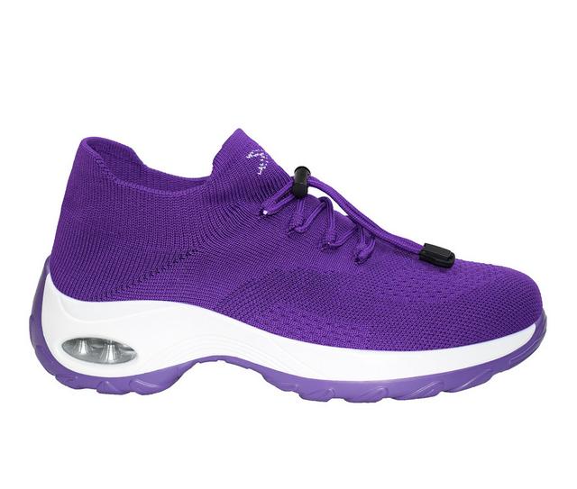 Women's AdTec Comfort Mesh Tie Casual Sneaker in Purple color