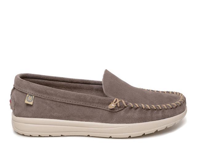 Women's Minnetonka Discover Classic Slip-On Shoes in Grey color