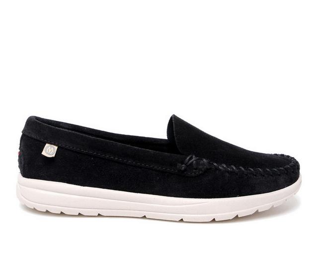Women's Minnetonka Discover Classic Slip-On Shoes in Black color