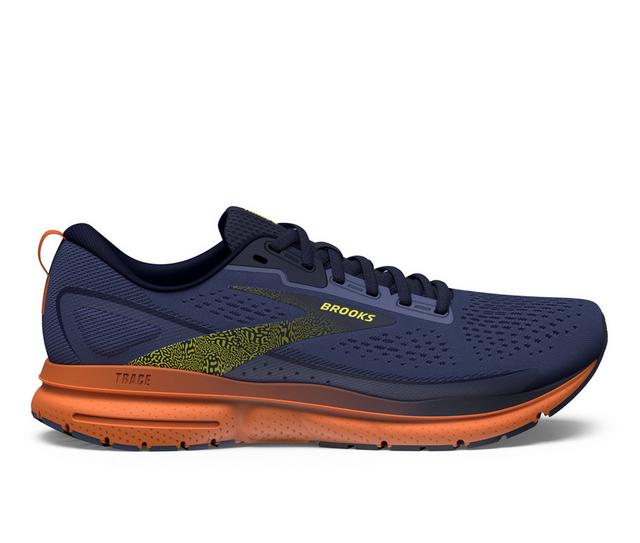 Men's Brooks Trace 3 Running Shoes in IRIS/ORANGE color