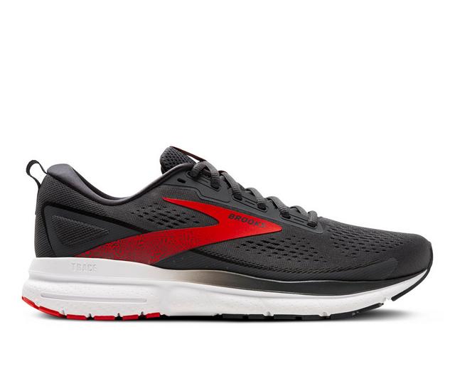 Men's Brooks Trace 3 Running Shoes in Ebony/Red/White color