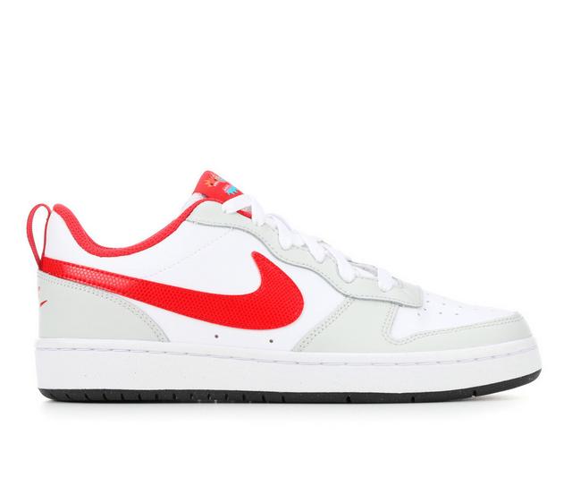 Boys' Nike Big Kid Court Borough Low Recraft GS Sneakers in Wht/Red/Wt/Dust color