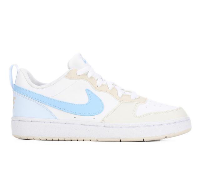 Kids' Nike Big Kid Court Borough Low Recraft Sneakers in White/Psych Blu color