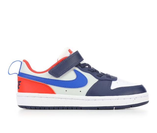 Kids' Nike Little Kid Court Borough Low Recraft Sneakers in MdntNvy/Ryl/Org color