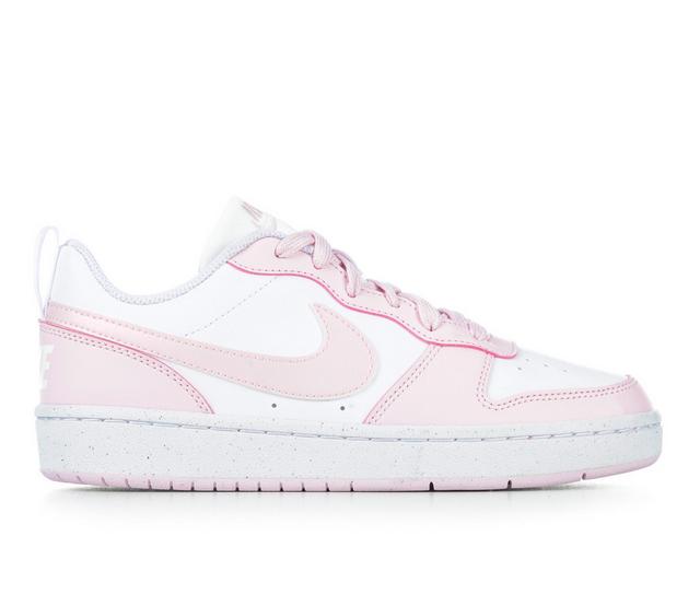 Girls' Nike Big Kid Court Borough Low Recraft GS Sneakers in White/Pink Foam color