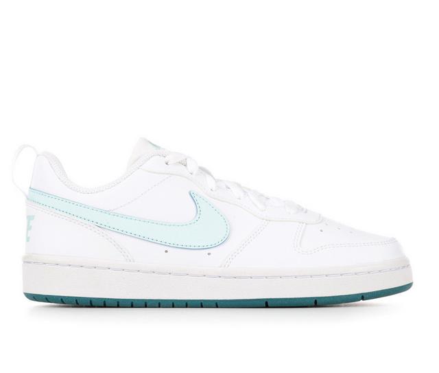 Girls' Nike Big Kid Court Borough Low Recraft GS Sneakers in White/Jade/Teal color