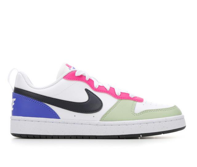 Girls' Nike Big Kid Court Borough Low Recraft GS Sneakers in Wht/DkObsn/Pink color