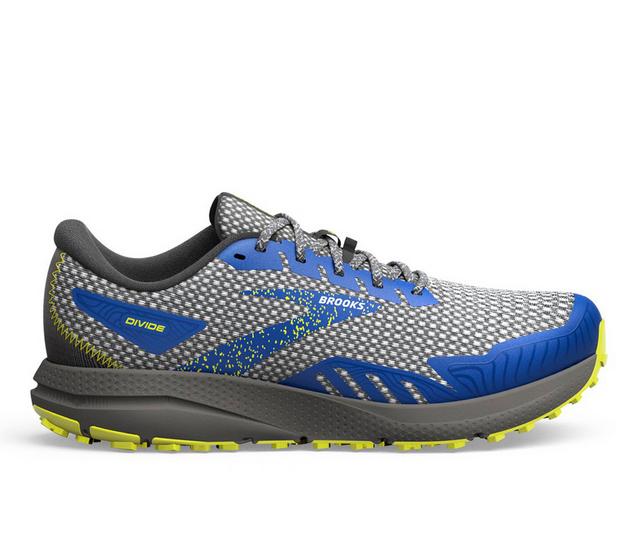 Men's Brooks Divide 4 Trail Running Shoes in GRY/SURF color