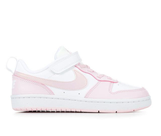 Girls' Nike Little Kid Court Borough Low Recraft PS Sneakers in White/Pink Foam color