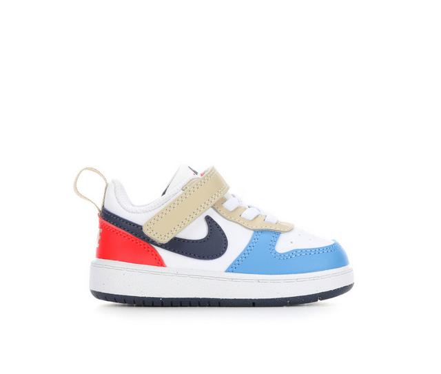 Kids' Nike Infant & Toddler Court Borough Low Recraft Sneakers in Wht/Blue/Crmsn color