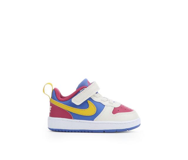 Kids' Nike Infant & Toddler Court Borough Low Recraft Sneakers in Beet/Citron/Wht color