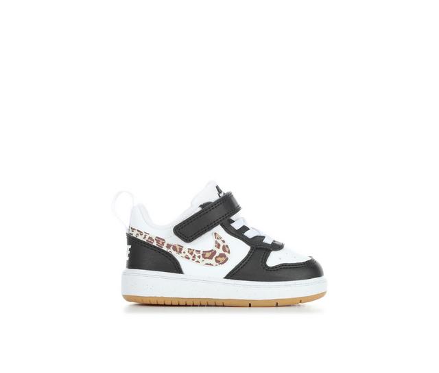 Girls' Nike Infant & Toddler Court Borough Low Recraft Sneakers in Blk/Wht/Cheetah color