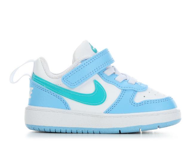 Kids' Nike Infant & Toddler Court Borough Low Recraft Sneakers in Wht/Energy Blue color