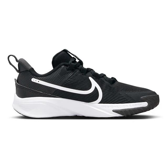 Boys' Nike Little Kid Star Runner 4 Running Shoes in Blk/Wht/Anthrac color
