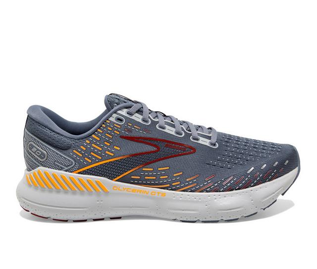 Men's Brooks Glycerin GTS 20 Running Shoes in Grey/Chili color
