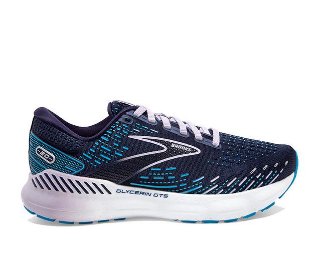 Women's Brooks Glycerin GTS 20-WA Running Shoes in Navy/Ocean color