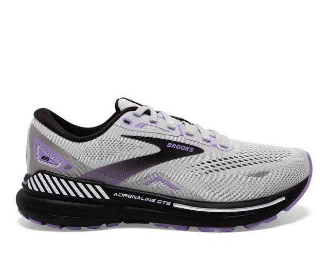 Women's Brooks ADRENALINE GTS 23 Running Shoes in GRY/BLK/P color