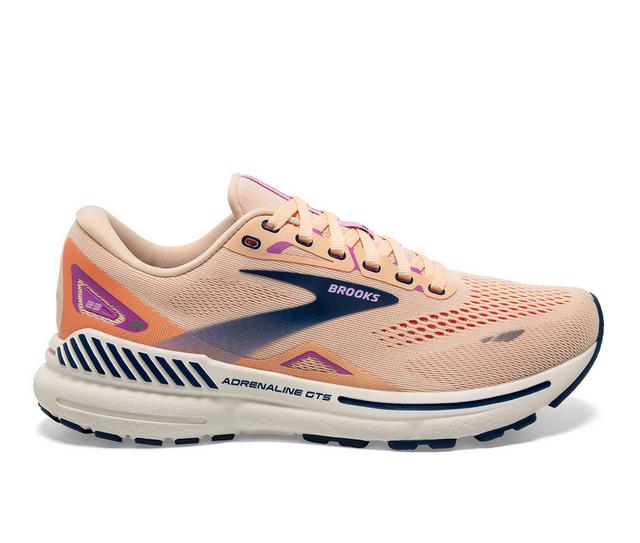 Women's Brooks ADRENALINE GTS 23 Running Shoes in Apricot/Blue color