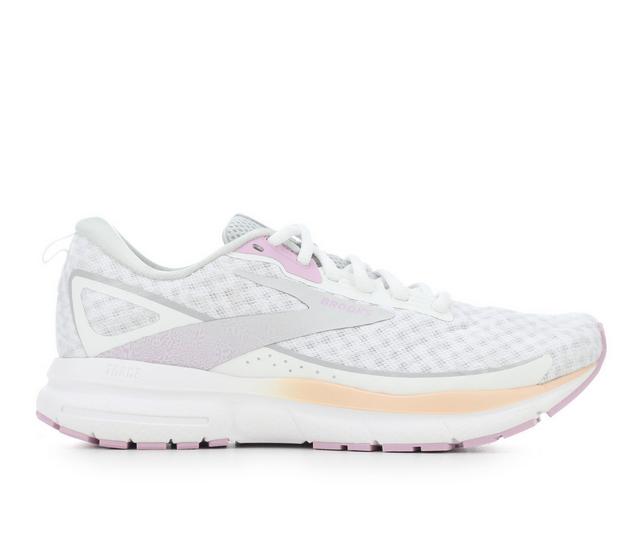 Women's Brooks Trace 3 Running Shoes in Wht/Pnk/Org color