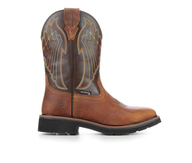Men's Wolverine Rancher Eagle Steel Toe Cowboy Boots in Brown Multi color