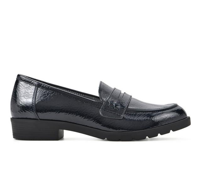 Women's Cliffs by White Mountain Galah Loafers in Navy Patent color