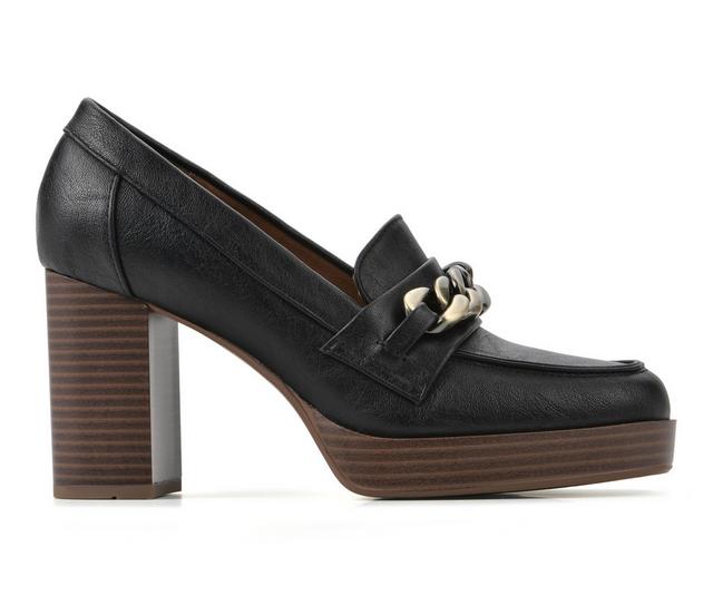 Women's White Mountain Manning Heeled Loafers in Black color