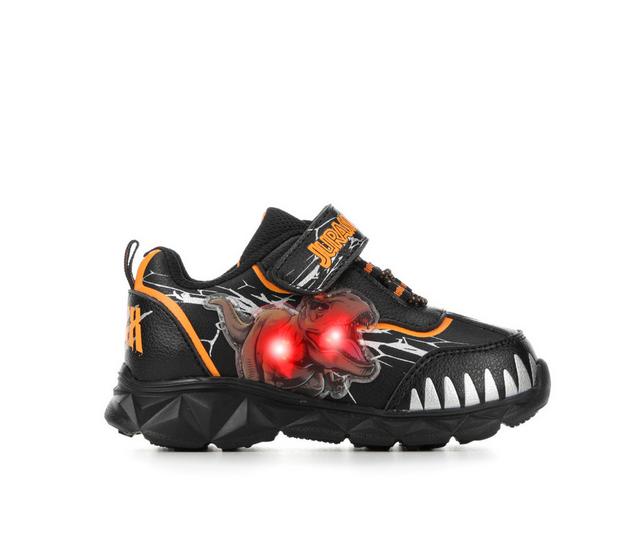 Boys' Universal Studios Toddler & Little Kid Jurassic Light-Up Sneaker in Black/Orange color