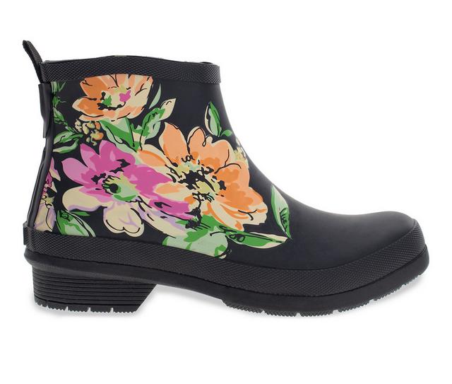 Women's Chooka Chelsea Bootie Bouquet Rain Boots in Black color