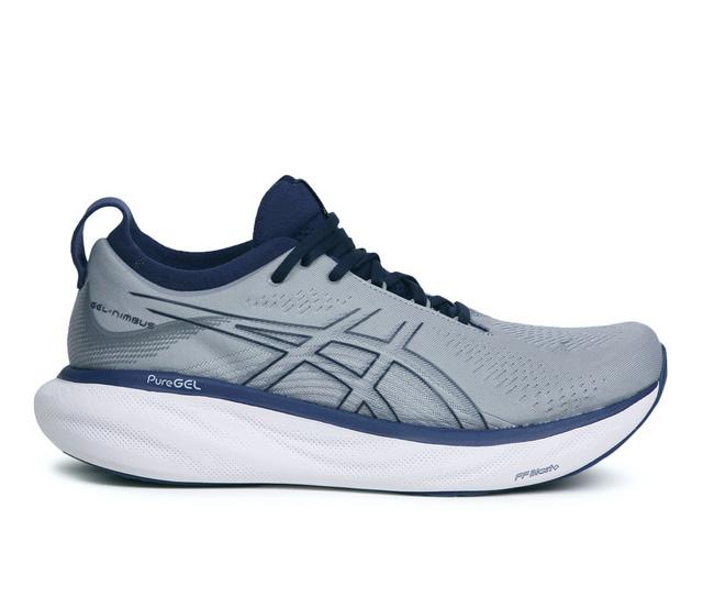 Men's ASICS Gel Nimbus 25 Running Shoes in Grey/Blue color