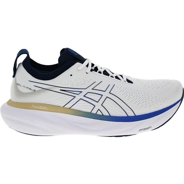 Men's ASICS Gel Nimbus 25 Running Shoes in White/Silver color