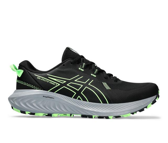 Men's ASICS Gel Excite Trail 2 Trail Running Shoes in Black/Green color