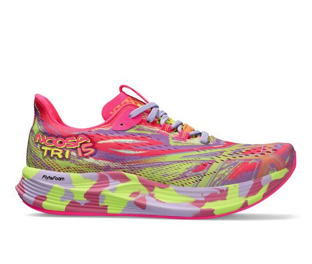 Women's ASICS Noosa Tri 15 Running Shoes in Pink/Yellow color