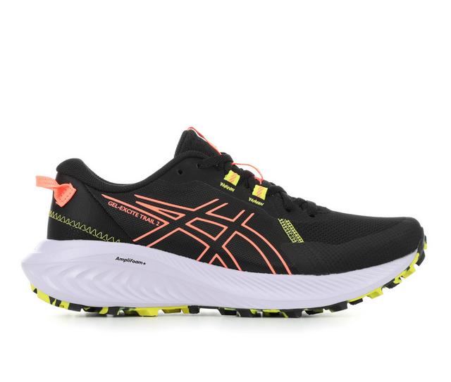 Women's ASICS Gel Excite Trail 2 Running Shoes in Black/Coral color